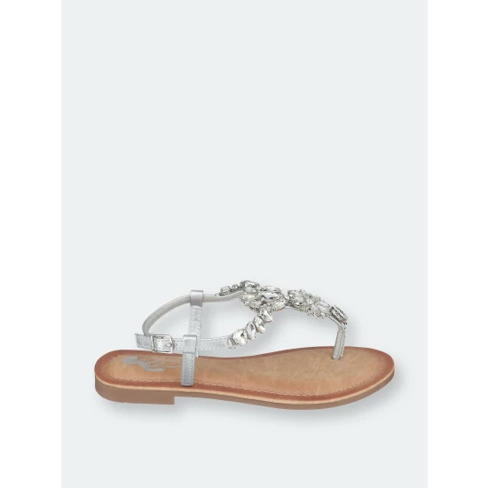 GC SHOES Angie Silver Flat Sandals 4 GC SHOES Angie Silver Flat Sandals - Image 2