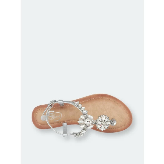 GC SHOES Angie Silver Flat Sandals 6 GC SHOES Angie Silver Flat Sandals - Image 4