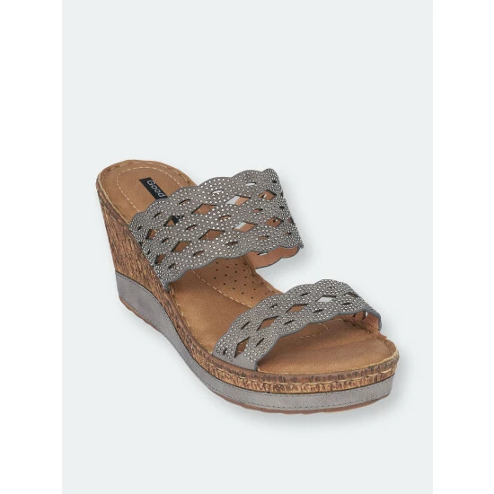 GC SHOES Nicole Pewter Wedge Sandals 3 GC SHOES Nicole Pewter Wedge Sandals