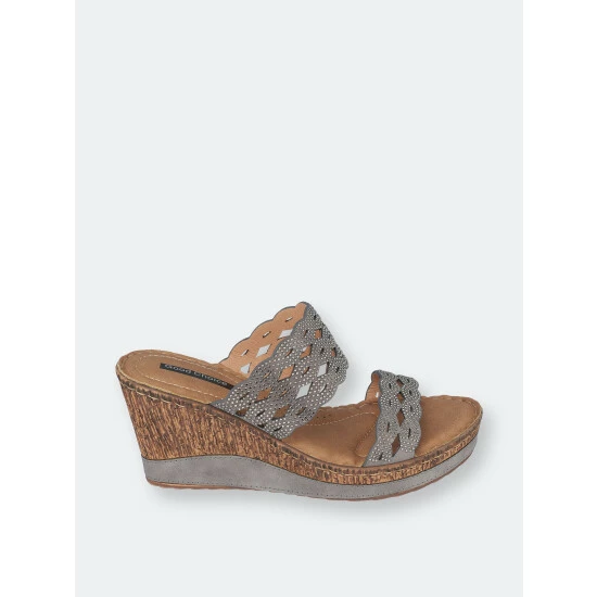 GC SHOES Nicole Pewter Wedge Sandals 4 GC SHOES Nicole Pewter Wedge Sandals - Image 2