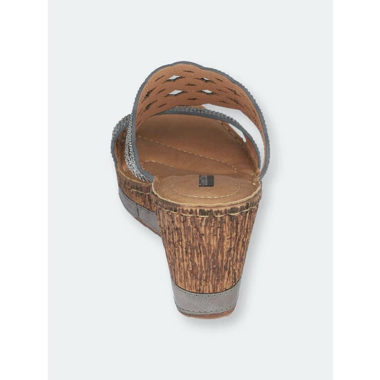 GC SHOES Nicole Pewter Wedge Sandals 5 GC SHOES Nicole Pewter Wedge Sandals - Image 3