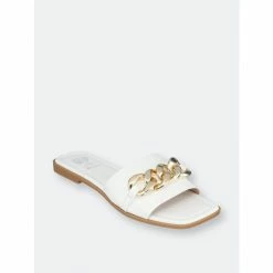GC SHOES Rina White Flat Sandals