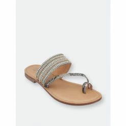 GC SHOES Issy Flat Sandals Black Snake