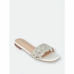 GC SHOES Dana Silver Flat Sandals