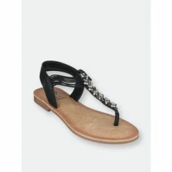 GC SHOES Ariella Black Flat Sandals