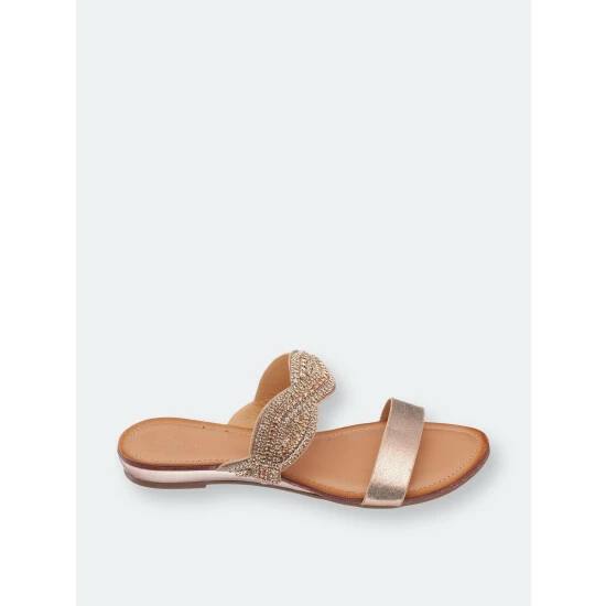 GC SHOES Jacey Rose Gold Flat Sandals 4 GC SHOES Jacey Rose Gold Flat Sandals - Image 2