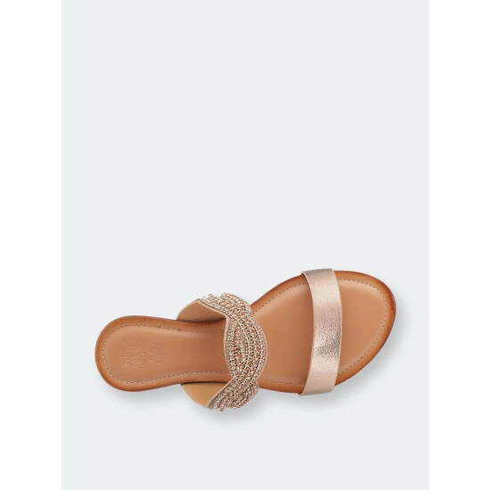 GC SHOES Jacey Rose Gold Flat Sandals 5 GC SHOES Jacey Rose Gold Flat Sandals - Image 3