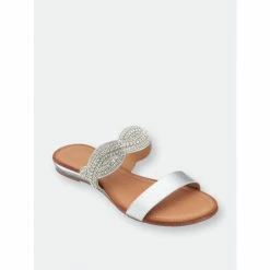 GC SHOES Jacey Silver Flat Sandals