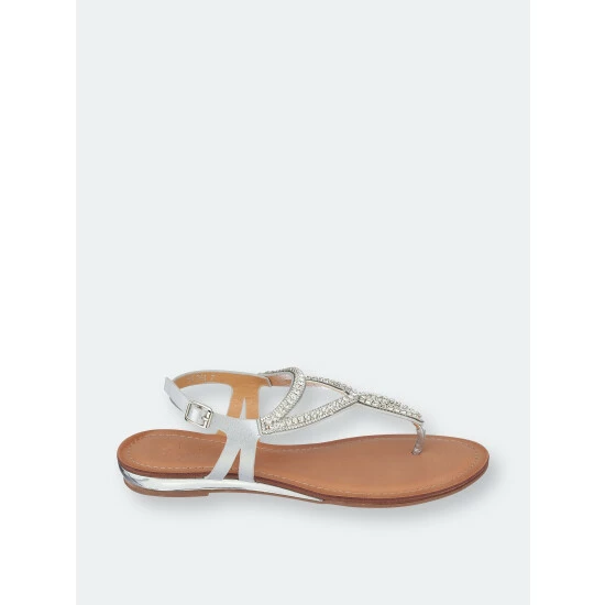 GC SHOES Selena Silver Flat Sandals 4 GC SHOES Selena Silver Flat Sandals - Image 2