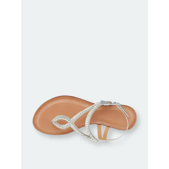 GC SHOES Selena Silver Flat Sandals 6 GC SHOES Selena Silver Flat Sandals - Image 4