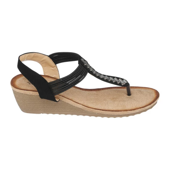 GC SHOES Tori Black Wedge Sandals 4 GC SHOES Tori Black Wedge Sandals - Image 2