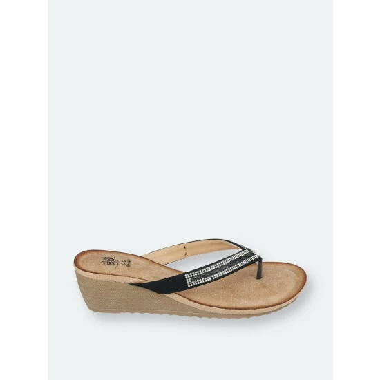 GC SHOES Sia Black Wedge Sandals 4 GC SHOES Sia Black Wedge Sandals - Image 2