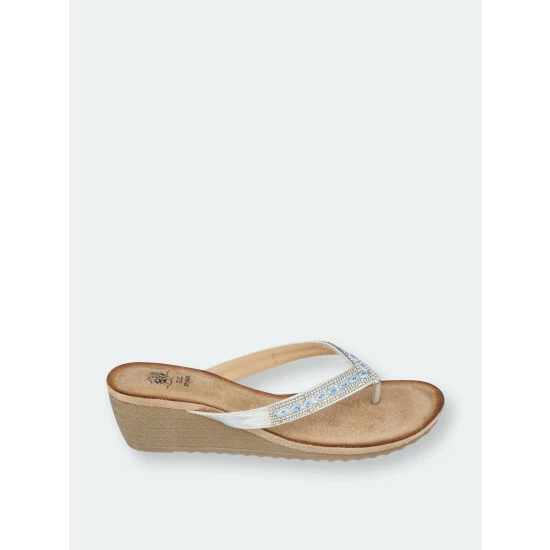 GC SHOES Sia Silver Wedge Sandals 4 GC SHOES Sia Silver Wedge Sandals - Image 2