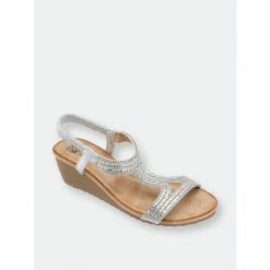 GC SHOES Coretta Silver Wedge Sandals