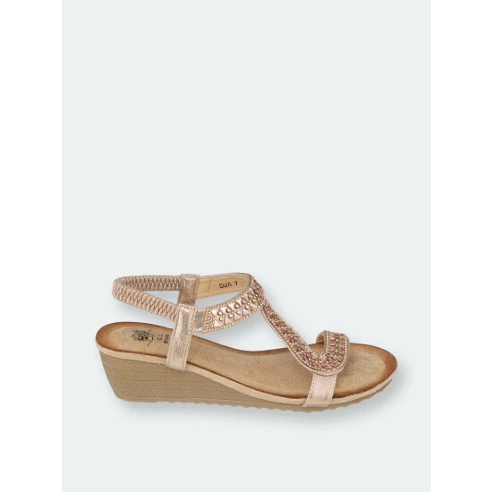GC SHOES Dua Rose Gold Wedge Sandals 4 GC SHOES Dua Rose Gold Wedge Sandals - Image 2