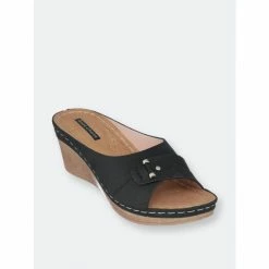 GC SHOES Sugar Black Wedge Sandals