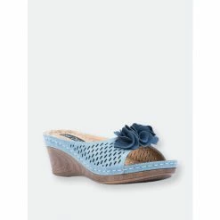 GC SHOES Juliet Blue Wedge Sandals