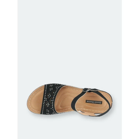 GC SHOES Helen Black Wedge Sandals 6 GC SHOES Helen Black Wedge Sandals - Image 4