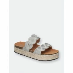 GC SHOES Julian Silver Platform Slides Mules & Slides