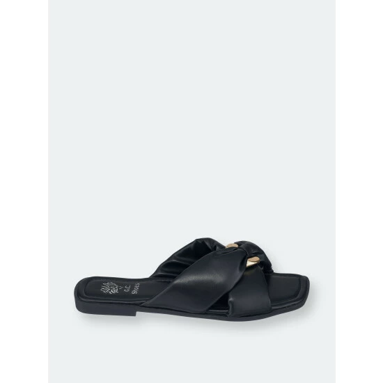 GC SHOES Perri Black Flat Sandals 4 GC SHOES Perri Black Flat Sandals - Image 2