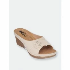 GC SHOES Sugar Beige Wedge Sandals