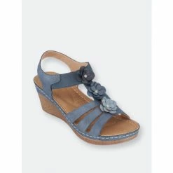 GC SHOES Beck Navy Wedge Sandals