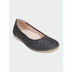 GC SHOES Kiana Black Flat Sandals Flats