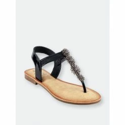 GC SHOES Carlie Black Flat Sandals