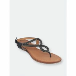GC SHOES Selena Black Flat Sandals