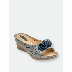 GC SHOES Juliet Pewter Wedge Sandals