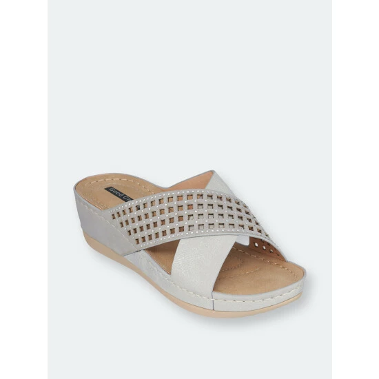 GC SHOES Isabella Silver Wedge Sandals 3 GC SHOES Isabella Silver Wedge Sandals