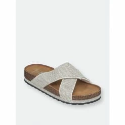 GC SHOES Ariane Silver Footbed Sandals