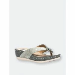 GC SHOES Dafni Khaki Wedge Sandals