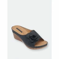 GC SHOES Tokyo Black Wedge Sandals