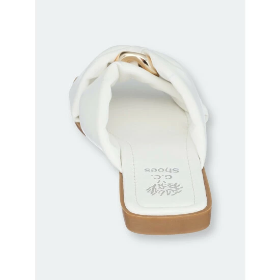 GC SHOES Perri White Flat Sandals 5 GC SHOES Perri White Flat Sandals - Image 3