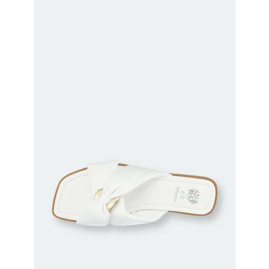 GC SHOES Perri White Flat Sandals 6 GC SHOES Perri White Flat Sandals - Image 4
