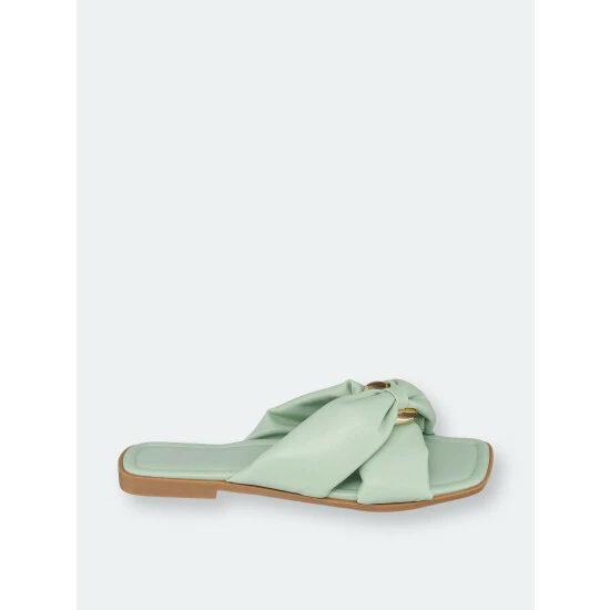 GC SHOES Perri Green Flat Sandals 4 GC SHOES Perri Green Flat Sandals - Image 2
