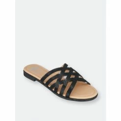 GC SHOES Sage Black Flat Sandals