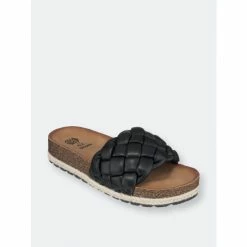 GC SHOES Lesley Black Footbed Sandals