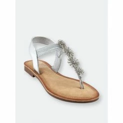 GC SHOES Carlie Silver Flat Sandals