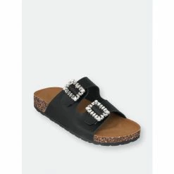 GC SHOES Claudia Black Footbed Sandals