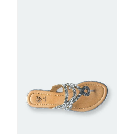 GC SHOES Amelia Silver Flat Sandals 6 GC SHOES Amelia Silver Flat Sandals - Image 4