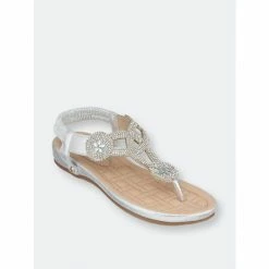 GC SHOES Eva Silver Flat Sandals
