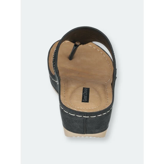 GC SHOES Kiara Black Wedge Sandals 5 GC SHOES Kiara Black Wedge Sandals - Image 3