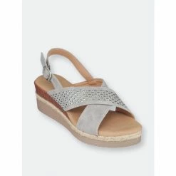 GC SHOES Gini Grey Wedge Sandals