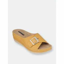 GC SHOES Justina Yellow Wedge Sandals