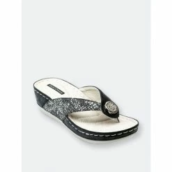 GC SHOES Dafni Black Wedge Sandals