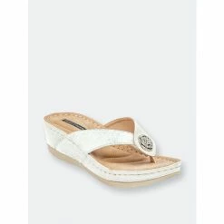 GC SHOES Dafni White Wedge Sandals
