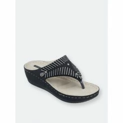 GC SHOES Virginia Black Wedge Sandal Sandals