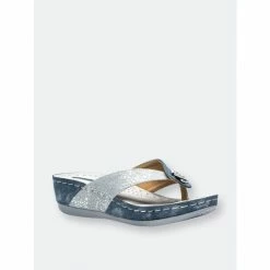 GC SHOES Dafni Blue Wedge Sandals